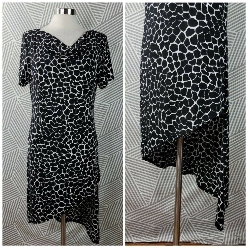 Donna Ricco Tunic Layered Angled Hem size 10 Black